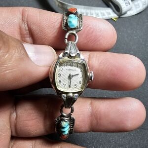 Vintage Caravelle Ladies Mechanical Cocktail Watch Sterling South Western Strap